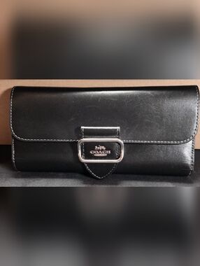 Coach Morgan Slim Wallet In Black Calf Leather-Excellent Condition